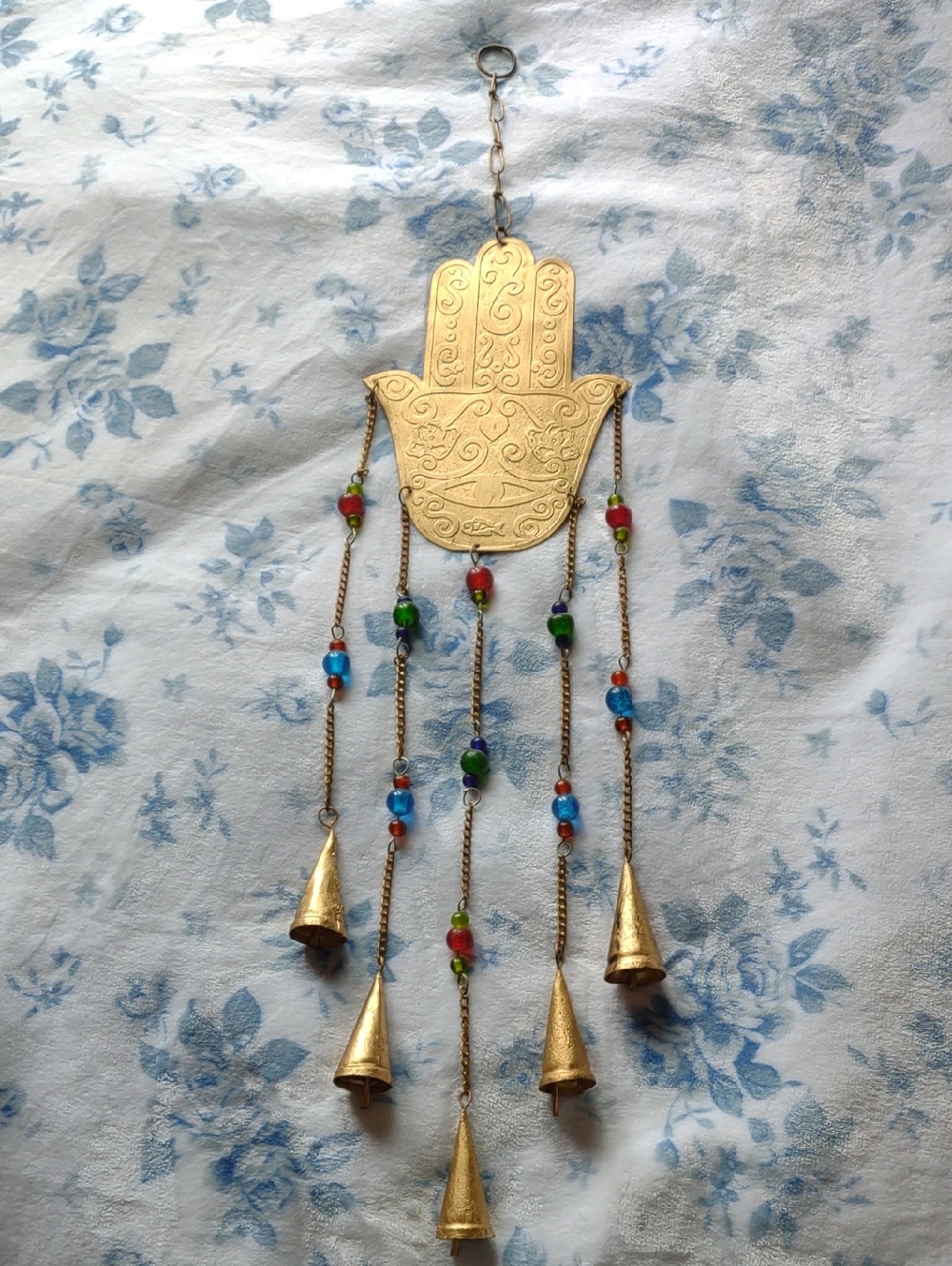 Brass Hamsa Wall Hanging with Colorful Beads